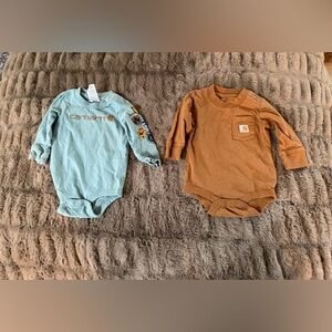 Carhartt Baby Bodysuit Set, lot of 2, size 3M, long-sleeves, snaps, EUC